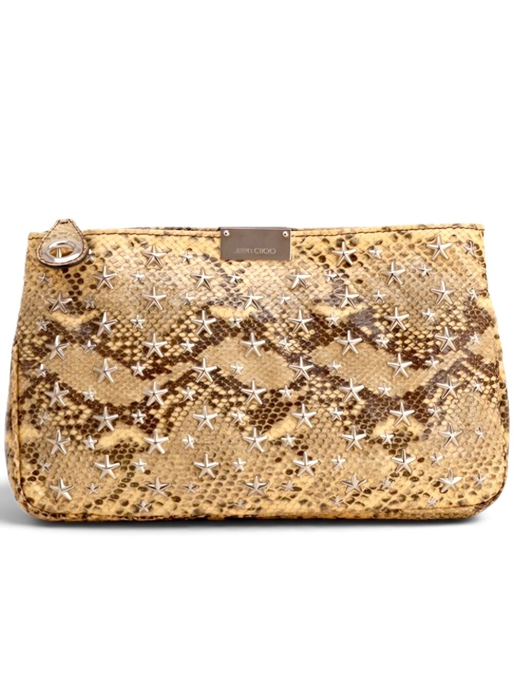 Jimmy Choo Python Star-Stud Clutch Pouch Bag
